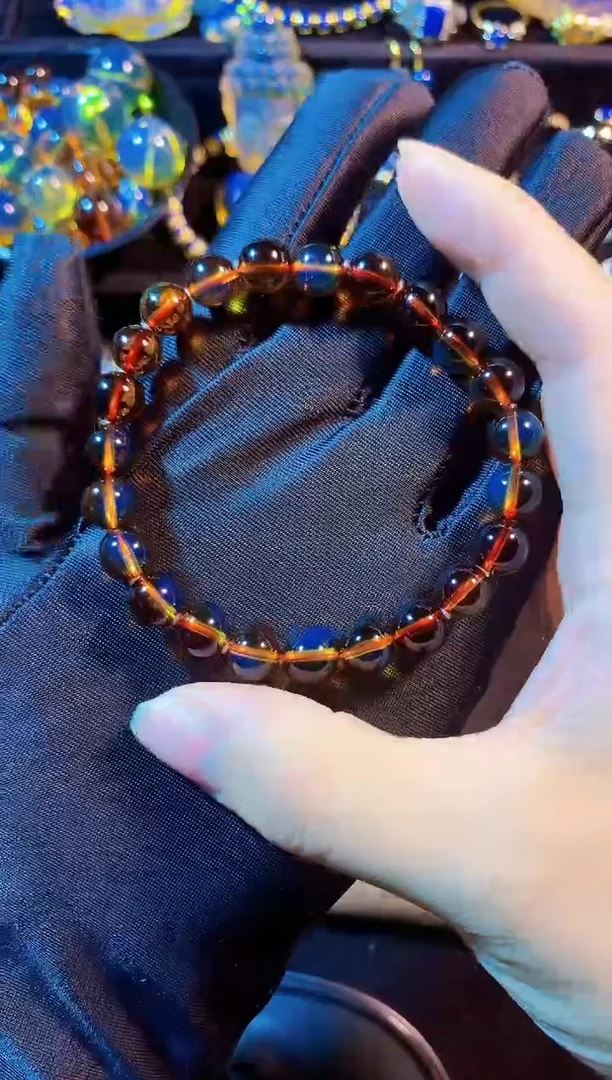 手串琥珀未镶嵌8MM 红蓝珀 单圈