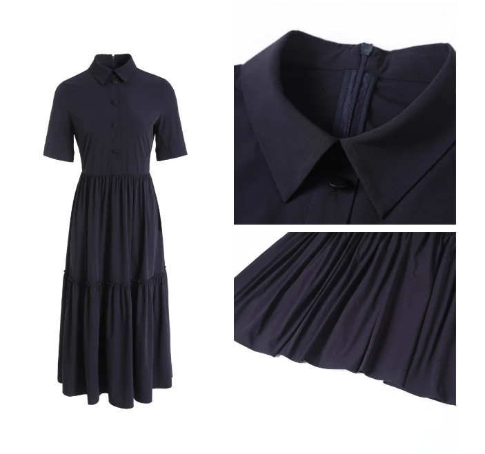 夏季高定法式优雅赫本风POLO衫连衣裙M2404-LYQ02 (0094)