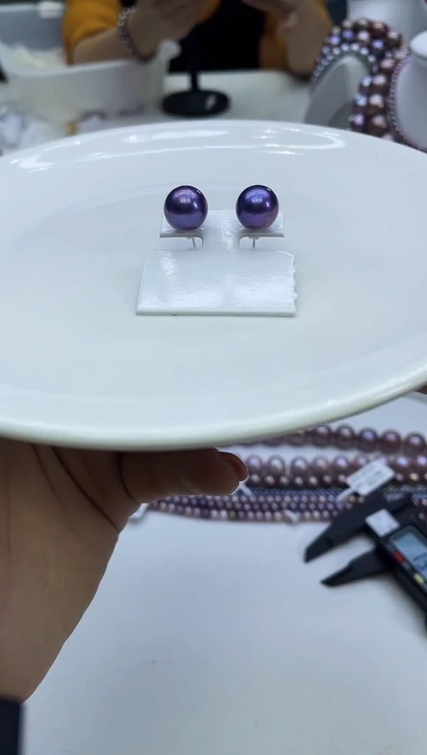 未镶嵌耳饰淡水珍珠紫色系 耳饰
