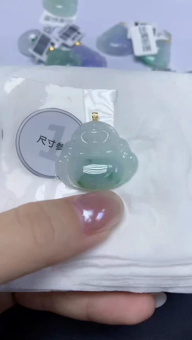 翡翠18K金镶嵌颈饰天然缅甸翡翠A货百元以上9元证书费自理