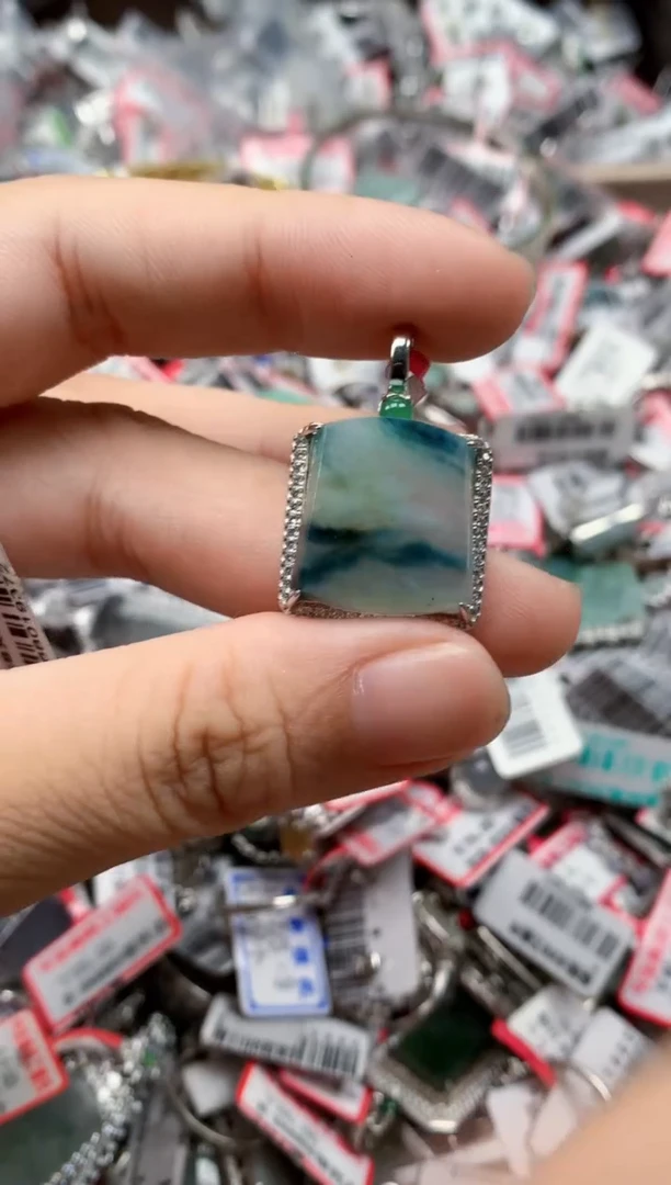 银S925镶嵌戒指翡翠天然A货缅甸翡翠