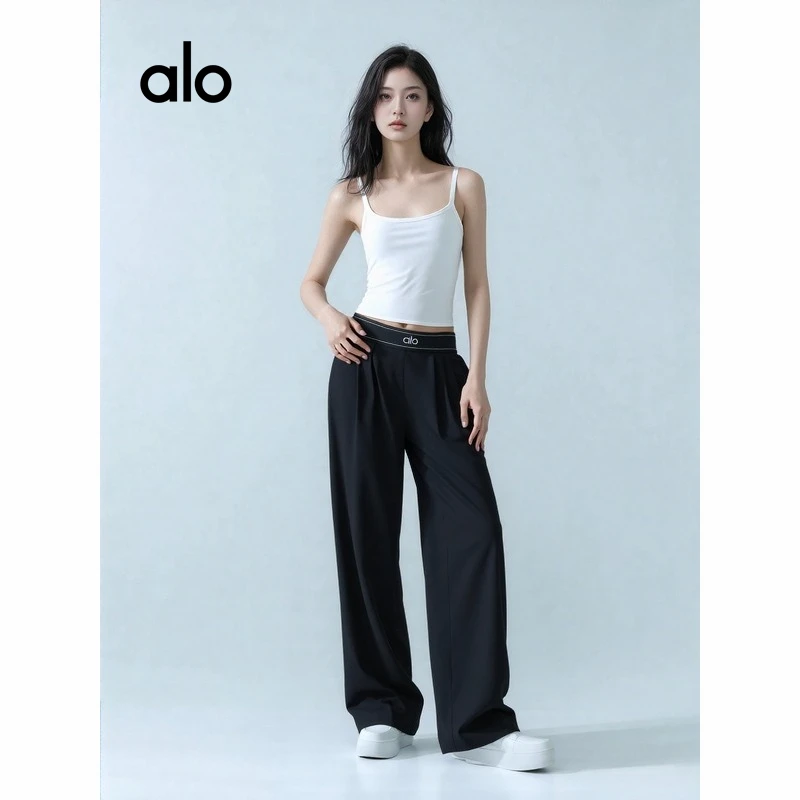 alo针织运动休闲男女同款高腰速干瑜伽运动长裤阔腿裤时尚休闲裤