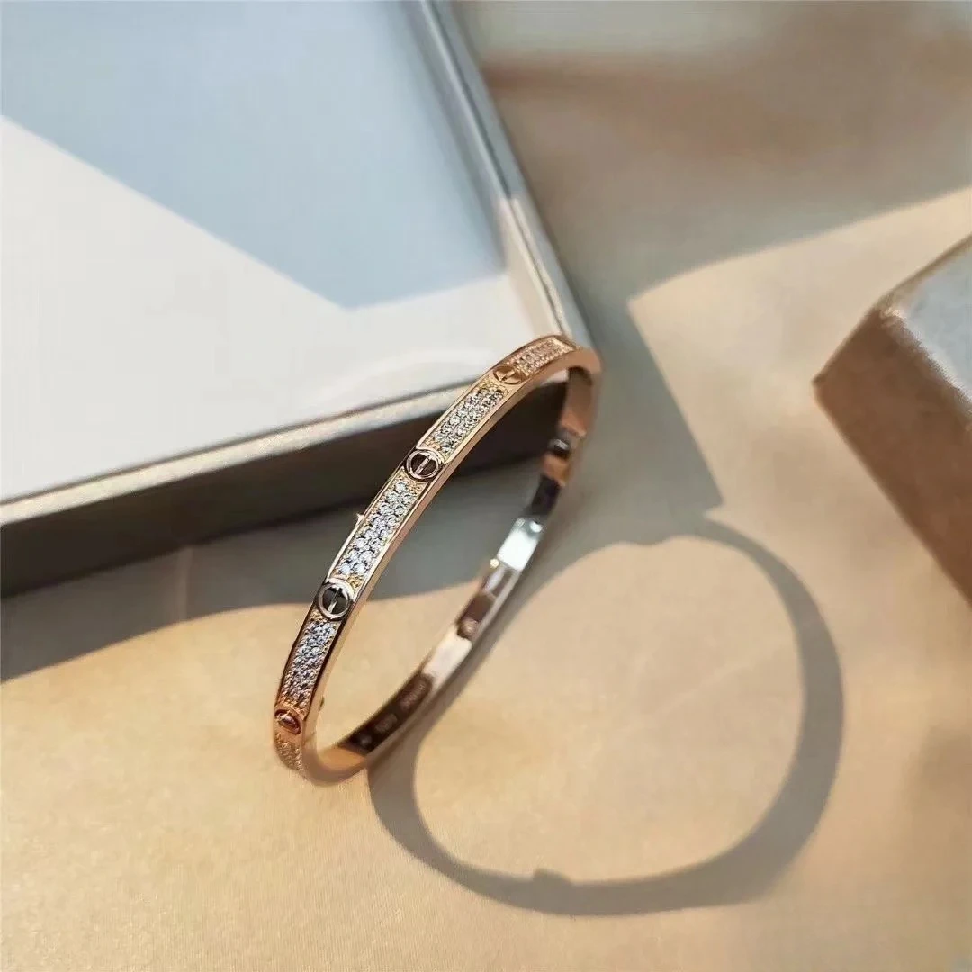 99新 Cartier/卡地亚 珊珊活动 LOVE 满天星手镯窄版18K玫瑰金 17