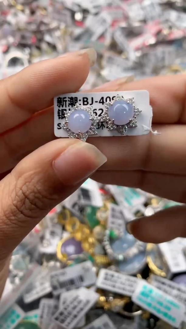 银S925镶嵌戒指翡翠444----6