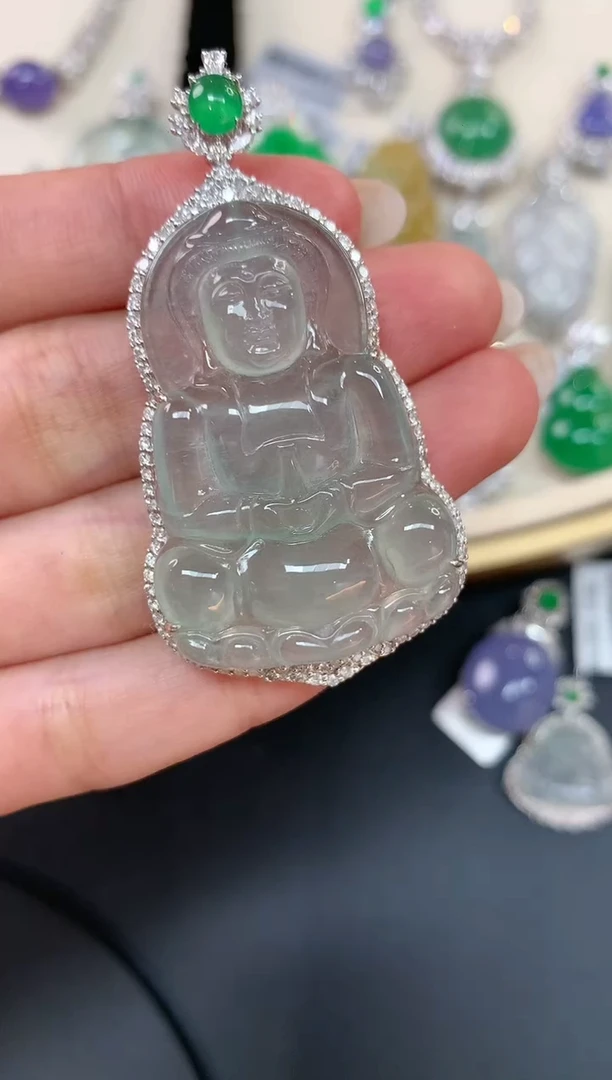 【闪购商品】翡翠吊坠(不含链)18K金镶嵌A86|16800