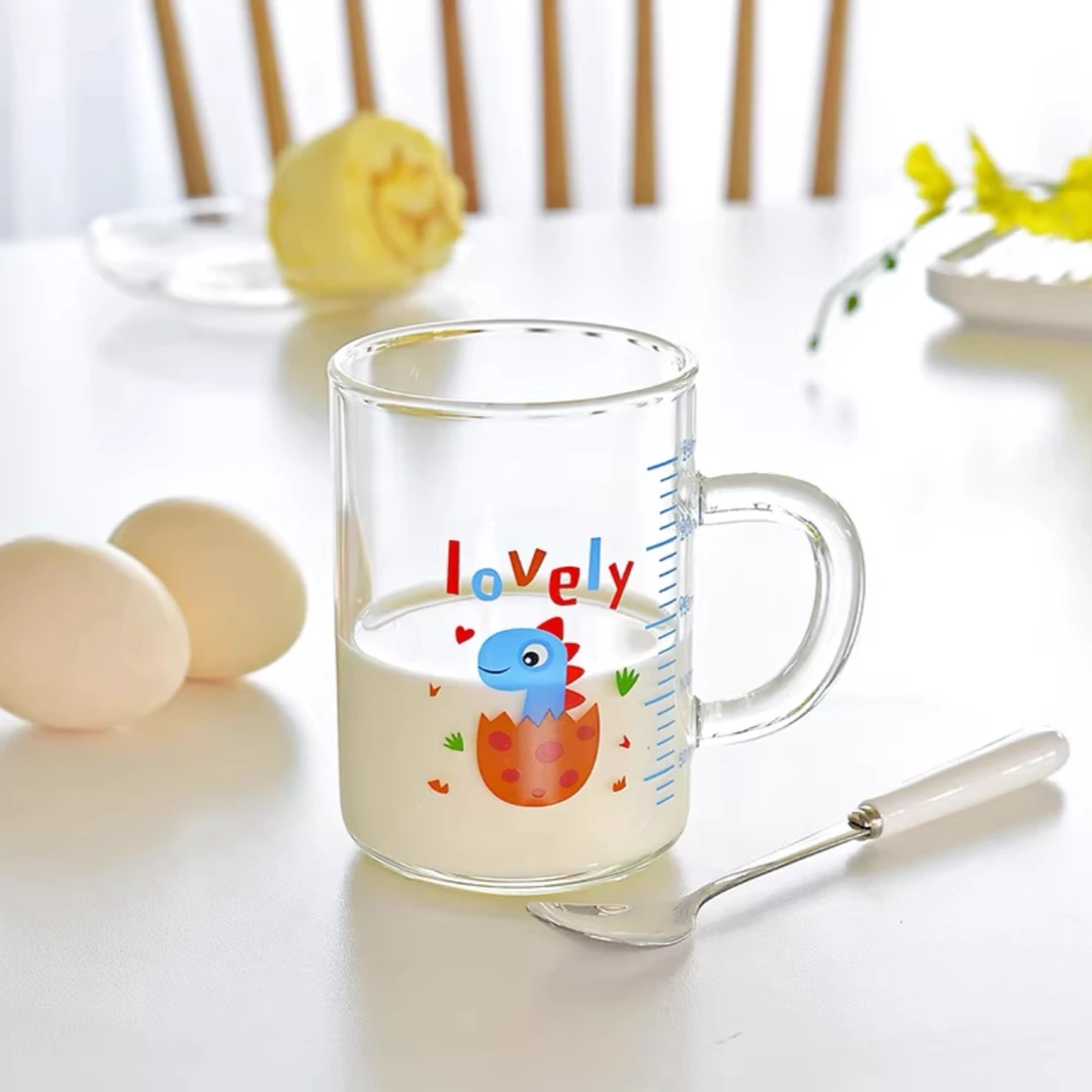 唯铭诺儿童牛奶杯带刻度早餐杯250ml宝宝喝奶杯量水杯耐热无盖