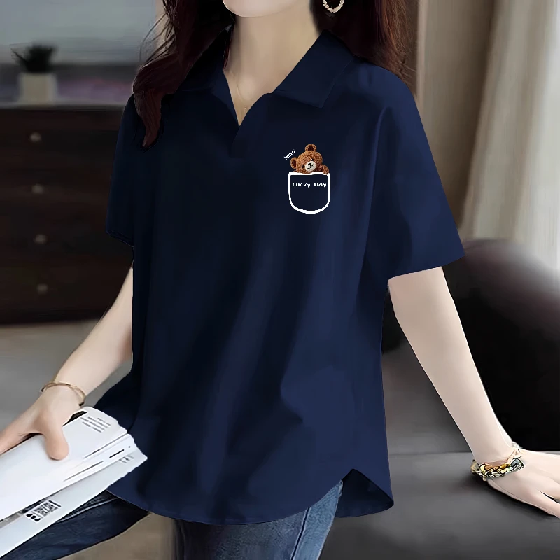 92%棉短袖POLO衫女夏季新款大码胖MM休闲宽松显瘦时尚T恤洋气上衣