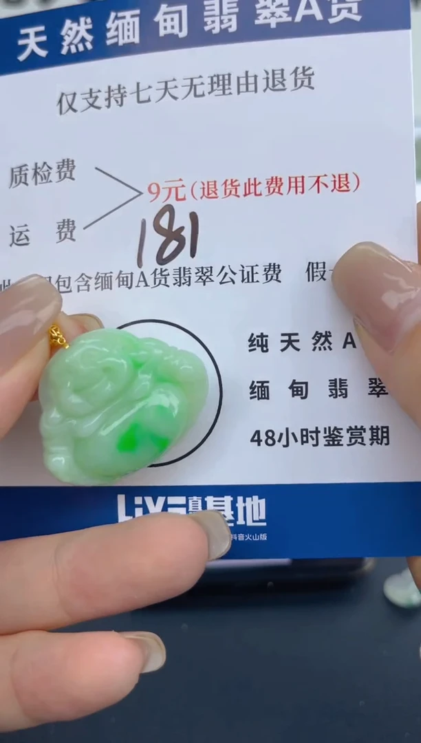 颈饰18K金镶嵌翡翠麻****仔天然A货翡翠  181