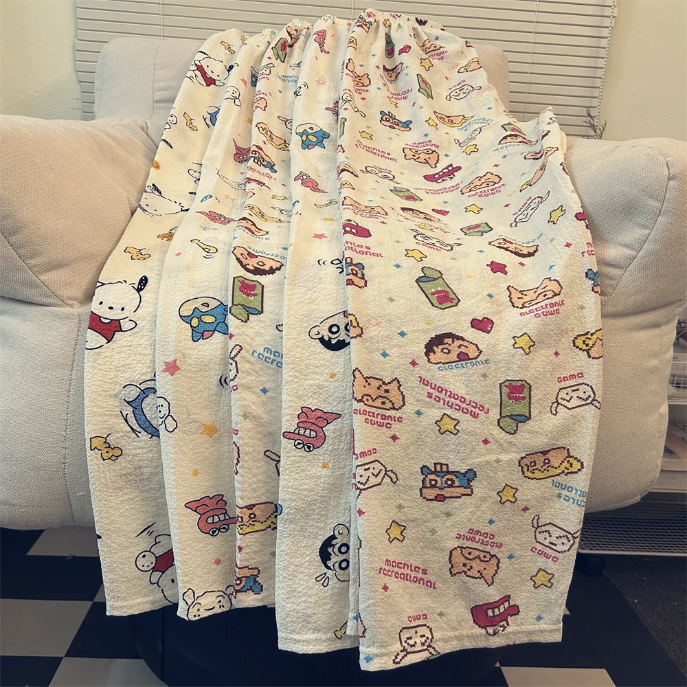 高个子加长版卡通睡裤ins少女蜡笔小新遛弯裤子宽松夏季薄款拖地