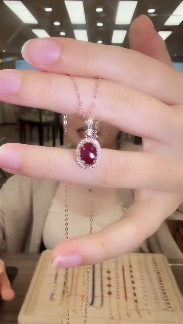 银S925镶嵌项链红宝石09