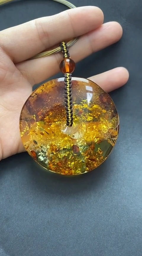 未镶嵌琥珀裸石花珀吊坠