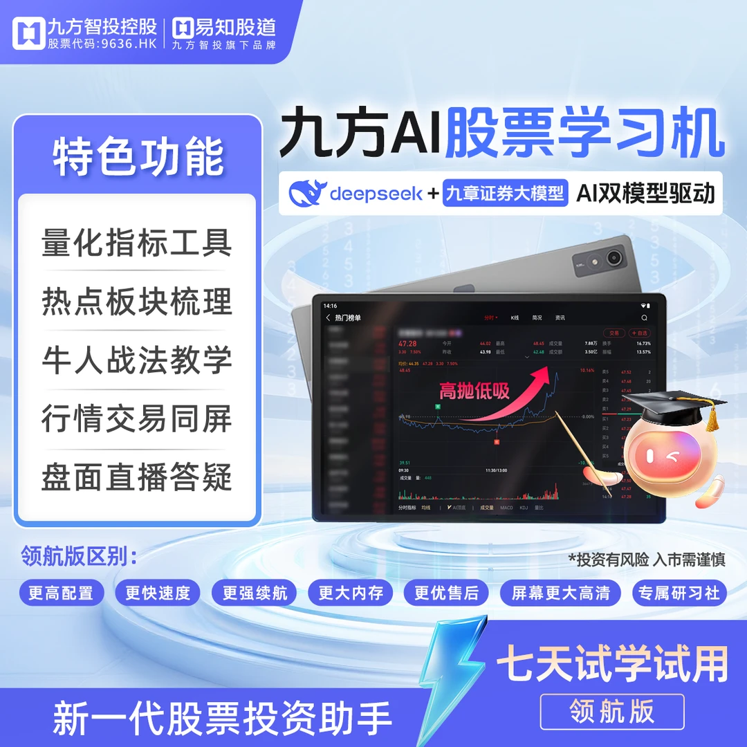 九方AI股票学习机领航版 12.7"大屏享受 量化策略工具 实时交易II