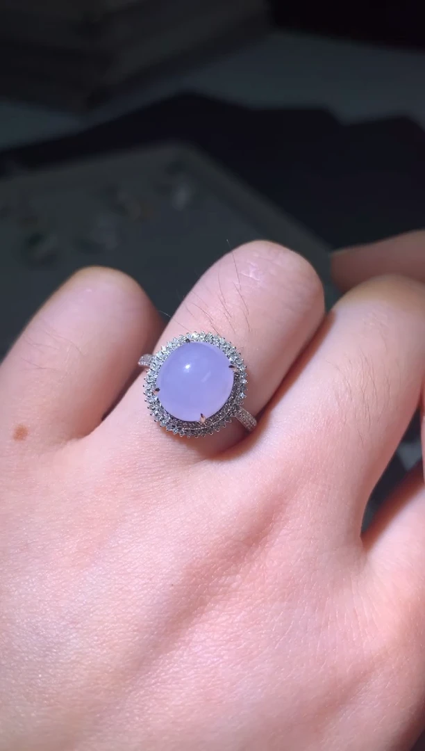 吊坠(不含链)18K金镶嵌翡翠戒指