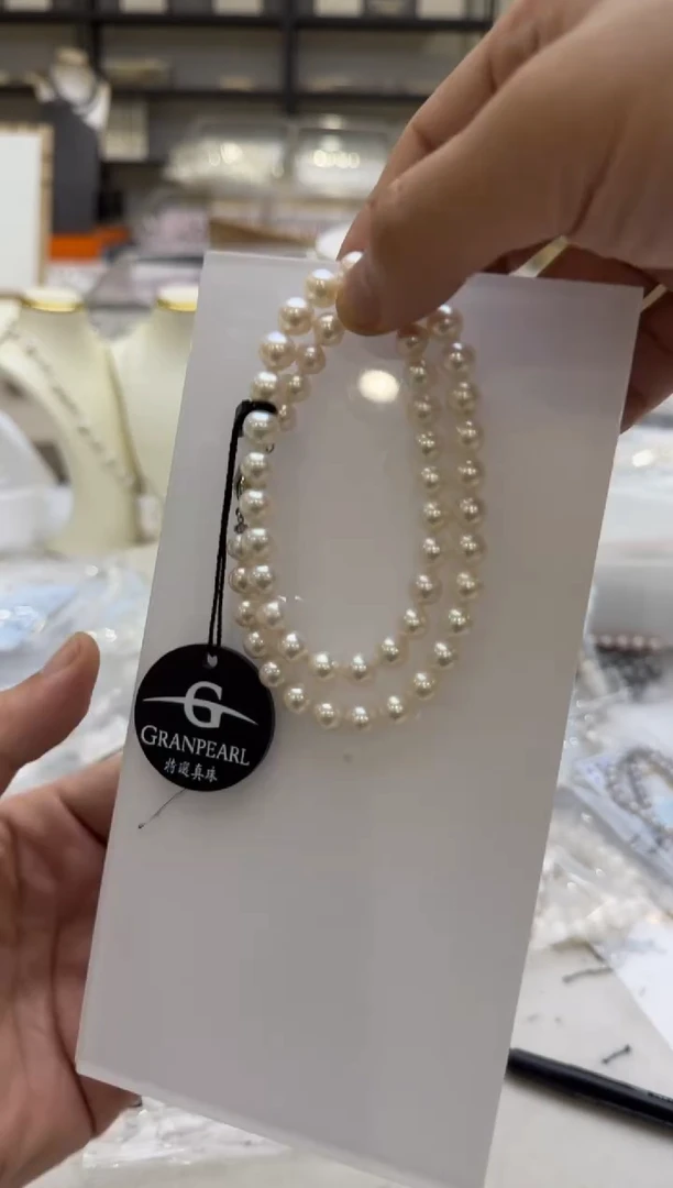 淡水珍珠银S925镶嵌项链7mm 无核