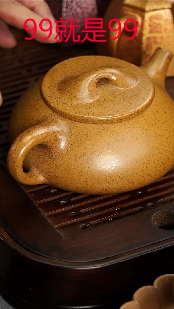 茶壶紫砂宜兴紫砂黄金段石瓢400毫升