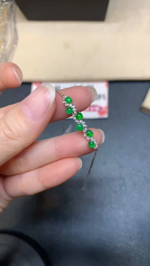 【闪购商品】翡翠手链18K金镶嵌【无鉴赏期