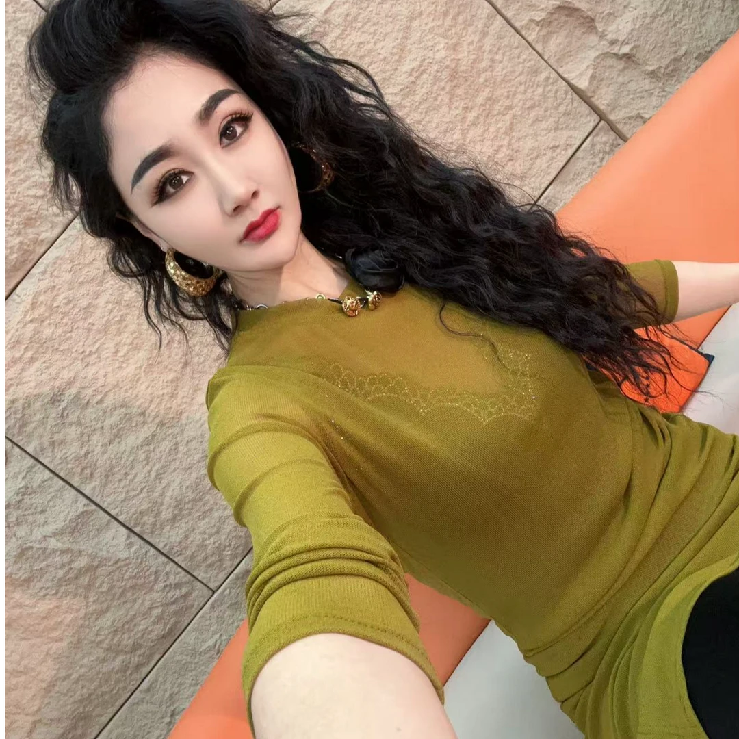 1505【凡家衣橱】时尚百搭洋气气质小众设计防晒网纱小衫显瘦