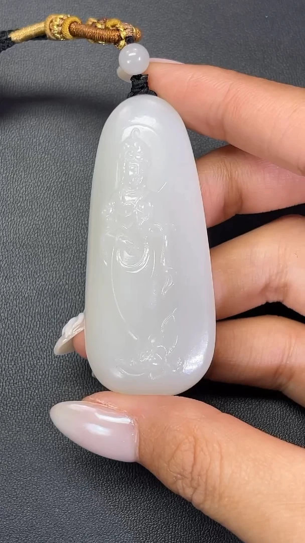 颈饰未镶嵌和田玉706022#和田玉随型立体站姿观音吊坠多人