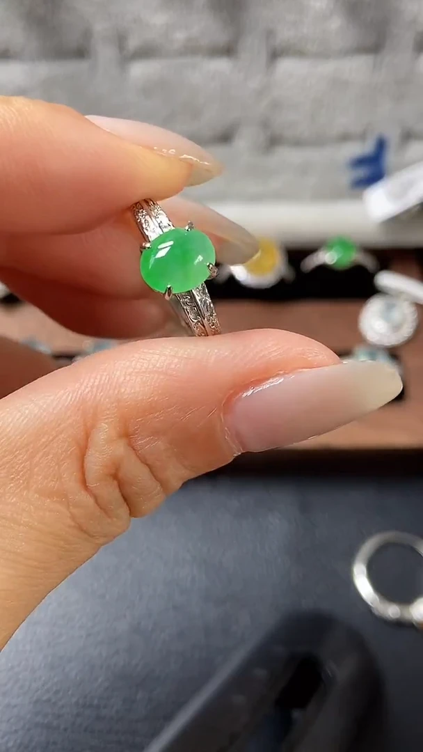 银S925镶嵌戒指翡翠7065