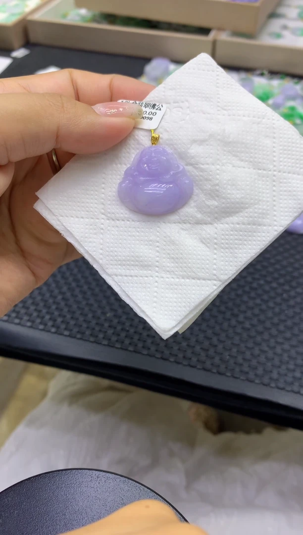 颈饰18K金镶嵌翡翠天然缅甸A货翡翠