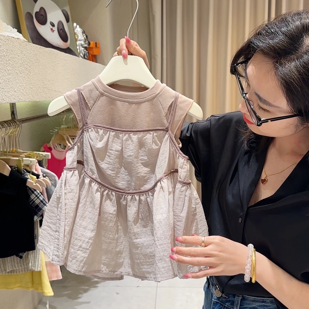 上新INFISH 圆子家女童夏装儿童洋气背心娃娃衫两件套潮宝宝上衣