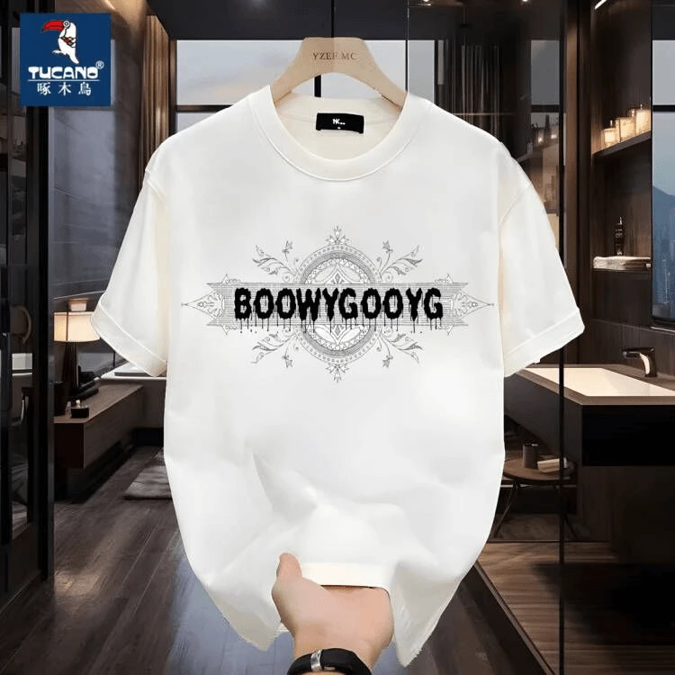 啄木鳥重磅纯棉品质圆领短袖夏季宽松百搭休闲男女同款上衣T恤