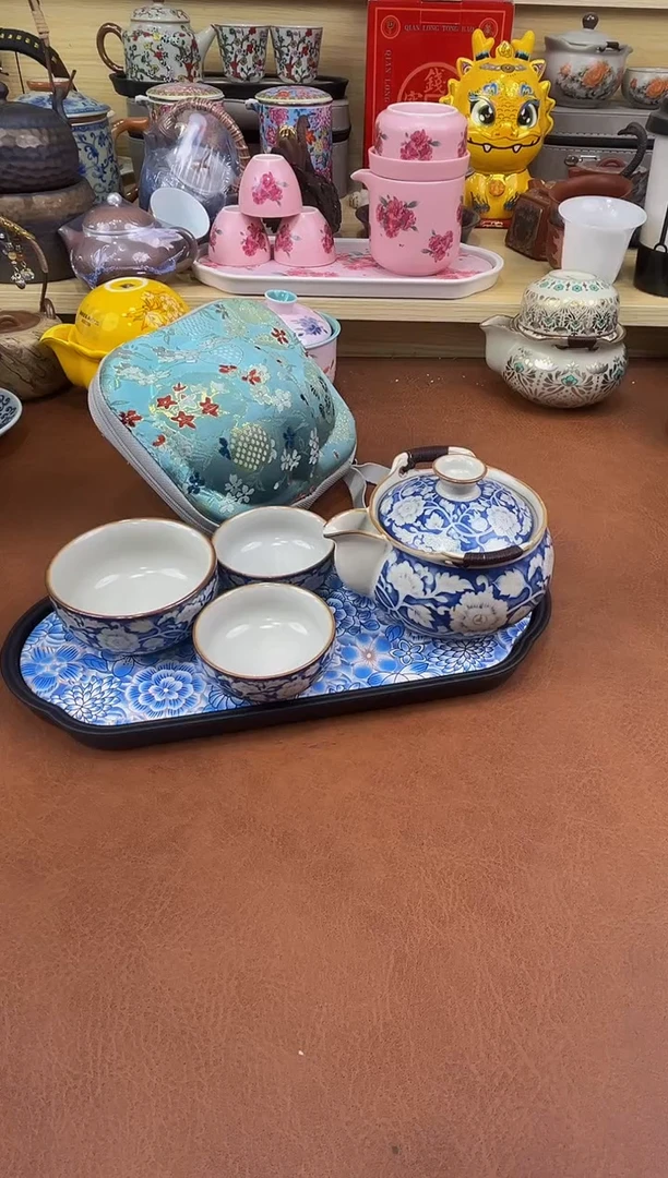 陶瓷茶具摆件旅行套组
