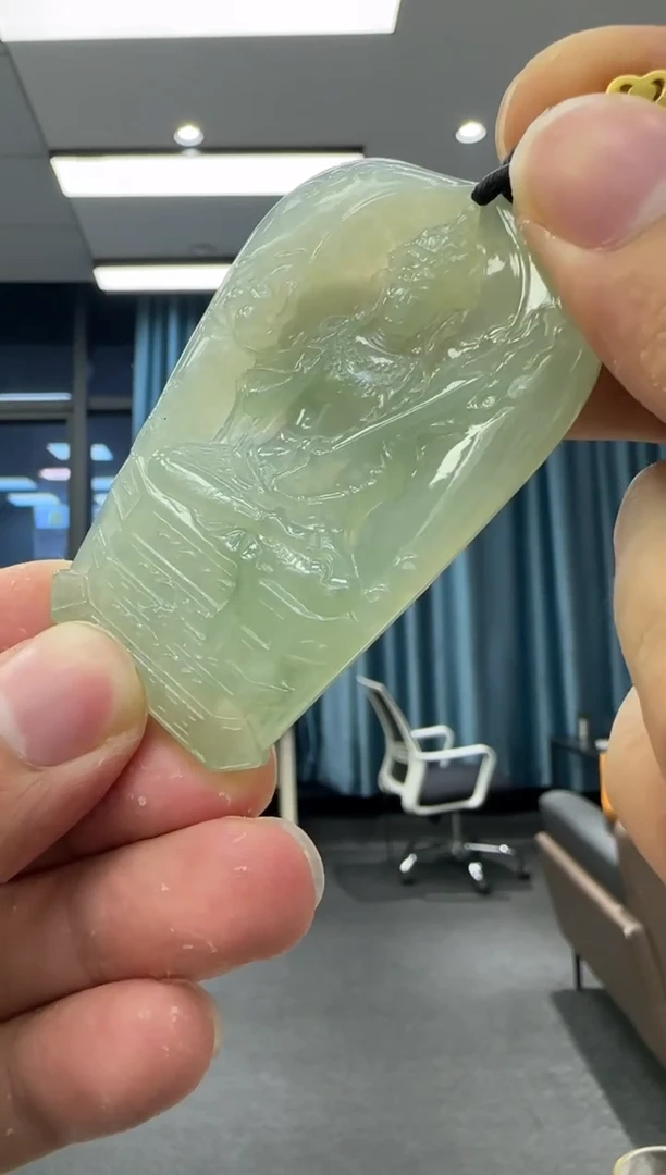 颈饰未镶嵌翡翠天然翡翠A货孤品一件
