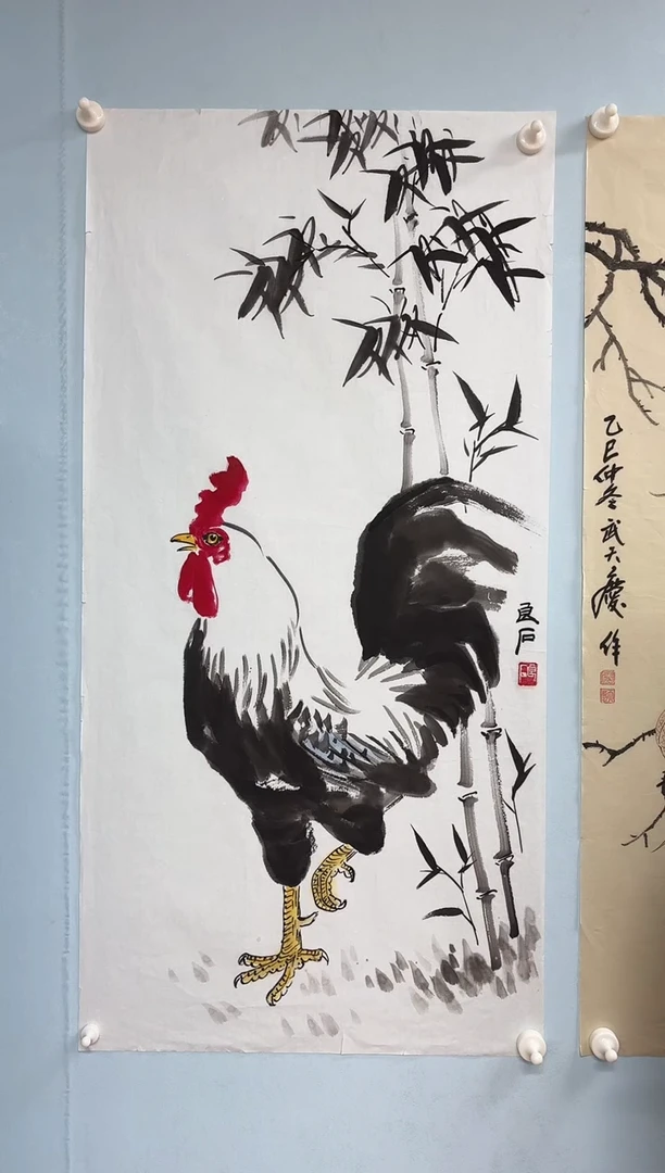 国画武天庆老师五德鸡