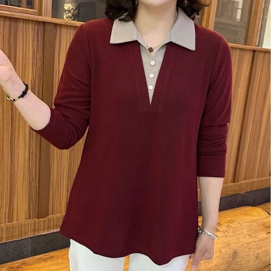 【衣雅严选】8120-2467#新款加厚磨毛软精仿翻领假两件保暖上衣