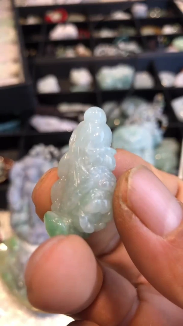 翡翠未镶嵌吊坠(不含链)冰飘花白菜