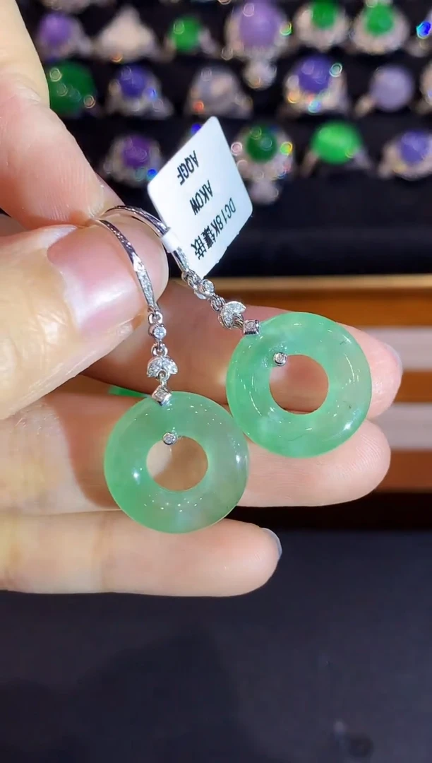 翡翠18K金镶嵌耳饰XYX多样性发其一