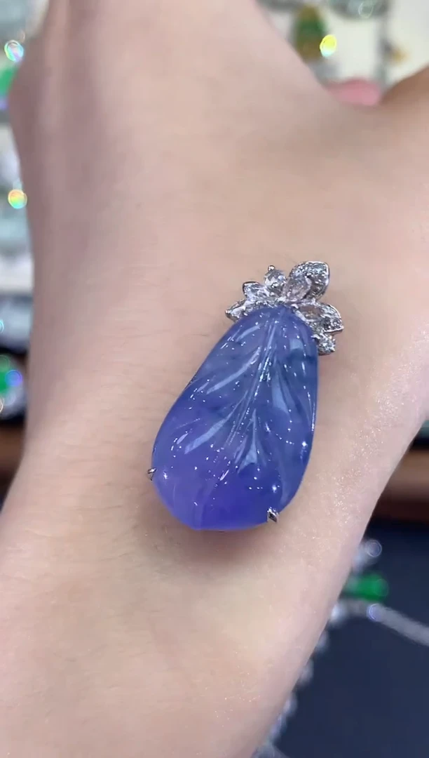 吊坠(不含链)18K金镶嵌翡翠B233 紫货有色差