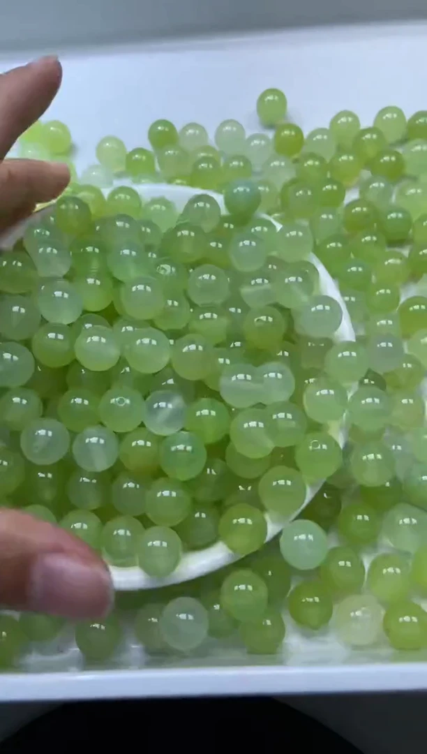 颈饰未镶嵌石英岩玉W2783-葡萄*石*10mm*6颗