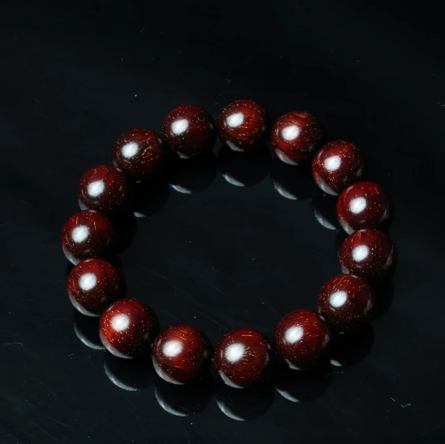 【白海波甄选】小叶紫檀爆星圆珠15mm单圈手串 A226