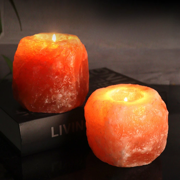 喜马拉雅盐石灯精美烛台自然烛台 室床头摆件蜡烛台浪漫温馨必备