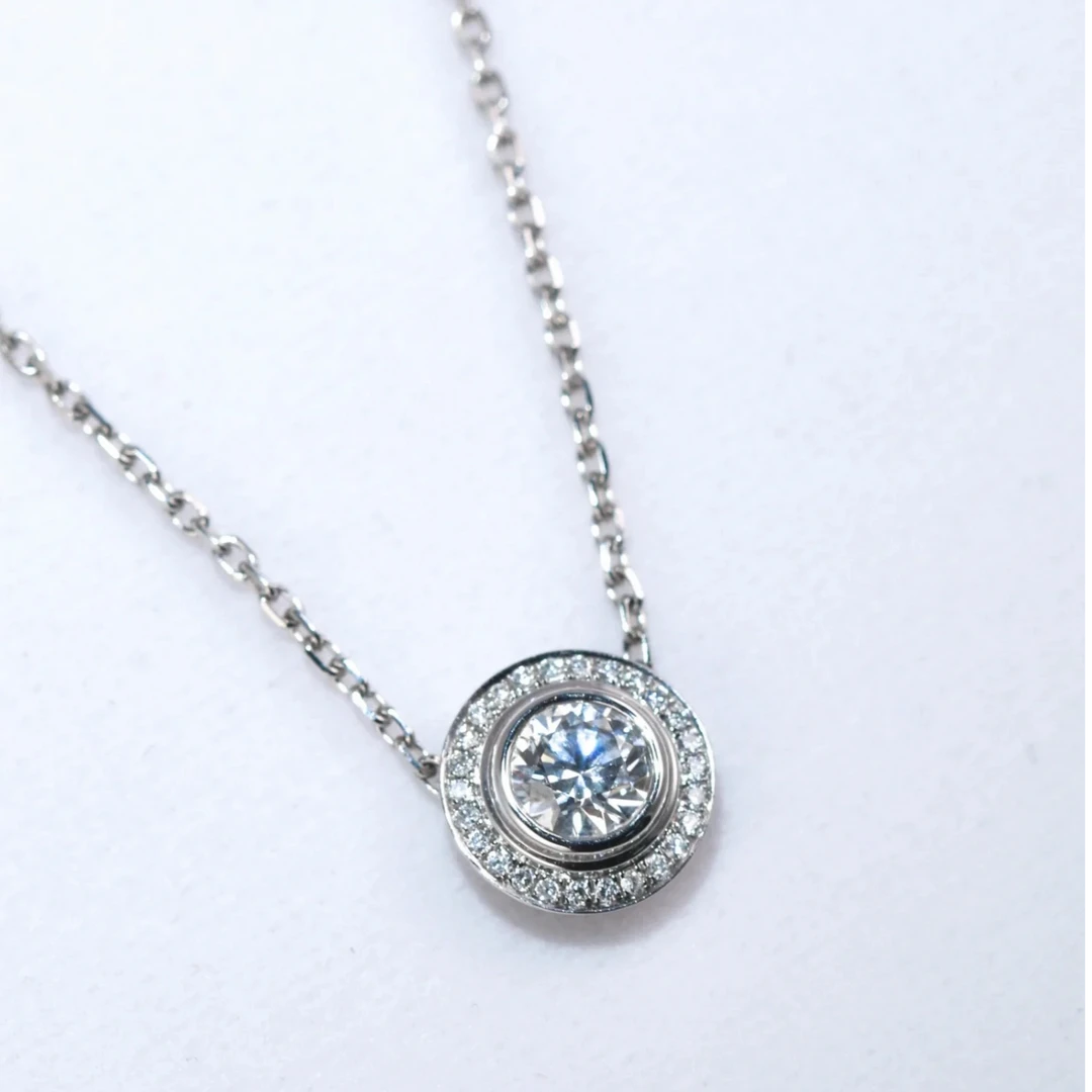 99新 Cartier/卡地亚 【念念】 18K白金 飞碟项链 满钻 51分钻