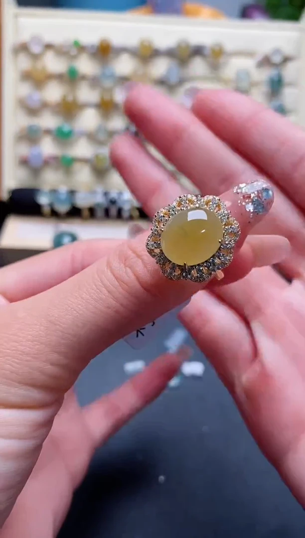 银S925镶嵌戒指翡翠888888+3