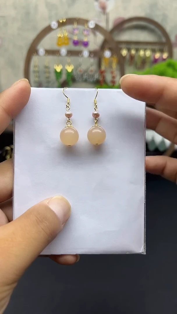 银S925镶嵌耳饰玛瑙/玉髓023