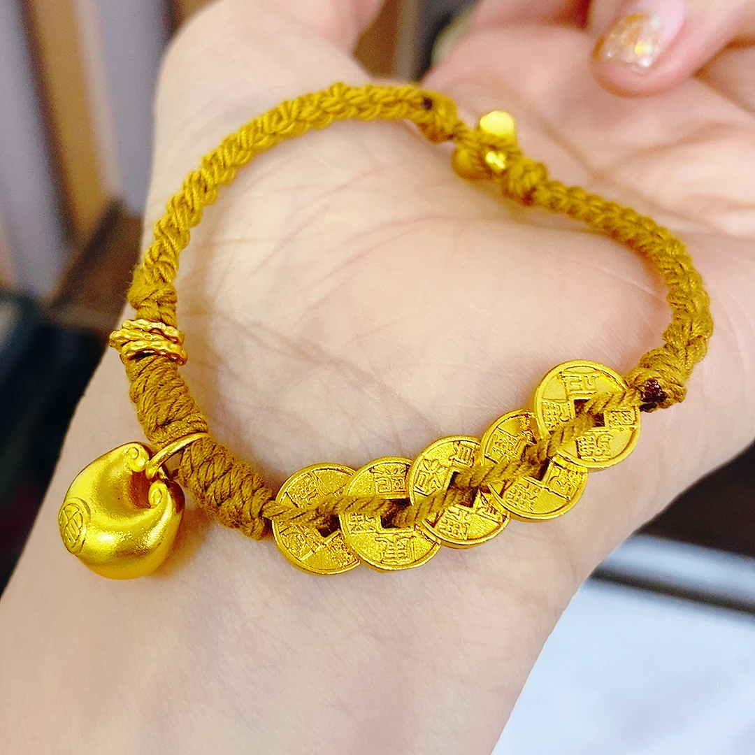手链 时尚百搭胖福五帝铜钱手链