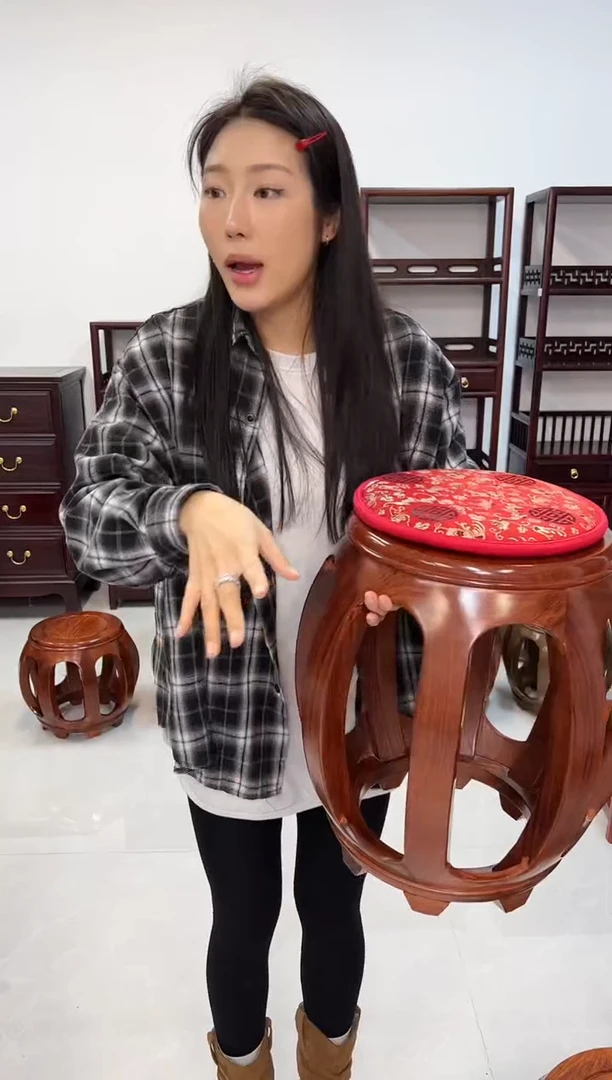 花梨木类家具花梨木大鼓凳花梨色2张+2坐垫