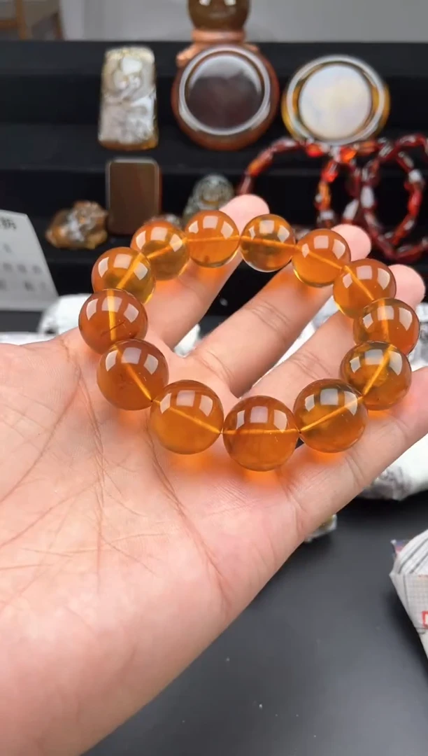 手链琥珀未镶嵌浅金棕手串