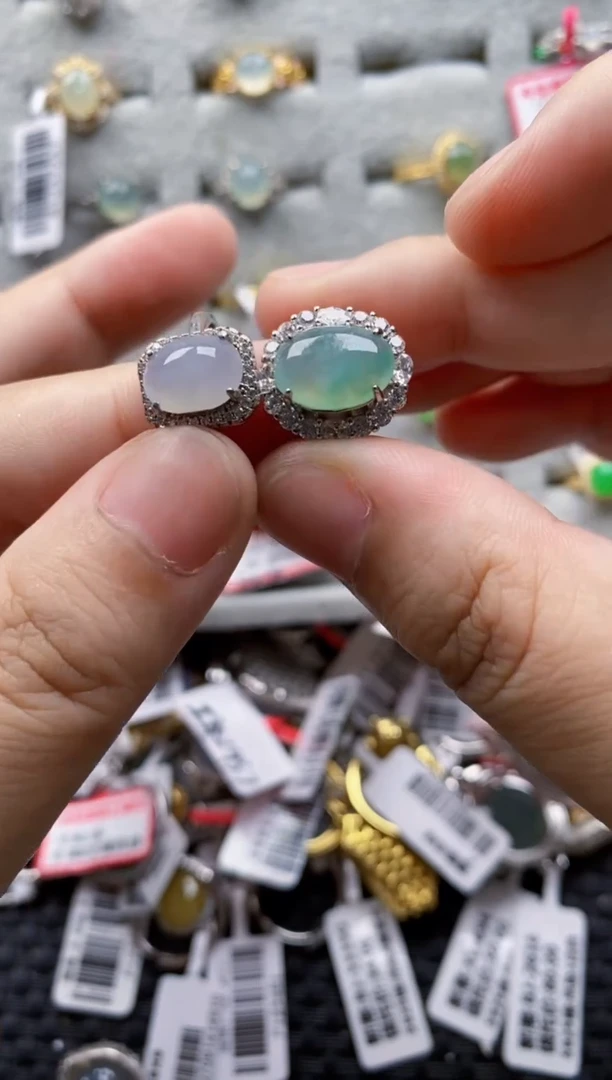 翡翠戒指银S925镶嵌444444   3