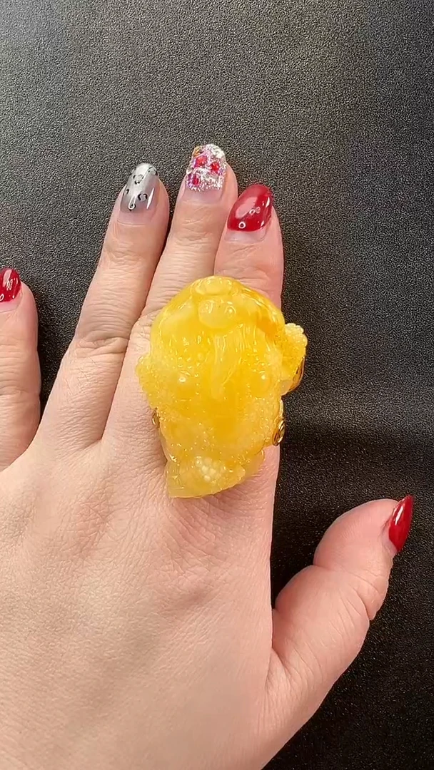 【闪购商品】琥珀戒指银S925镶嵌戒指