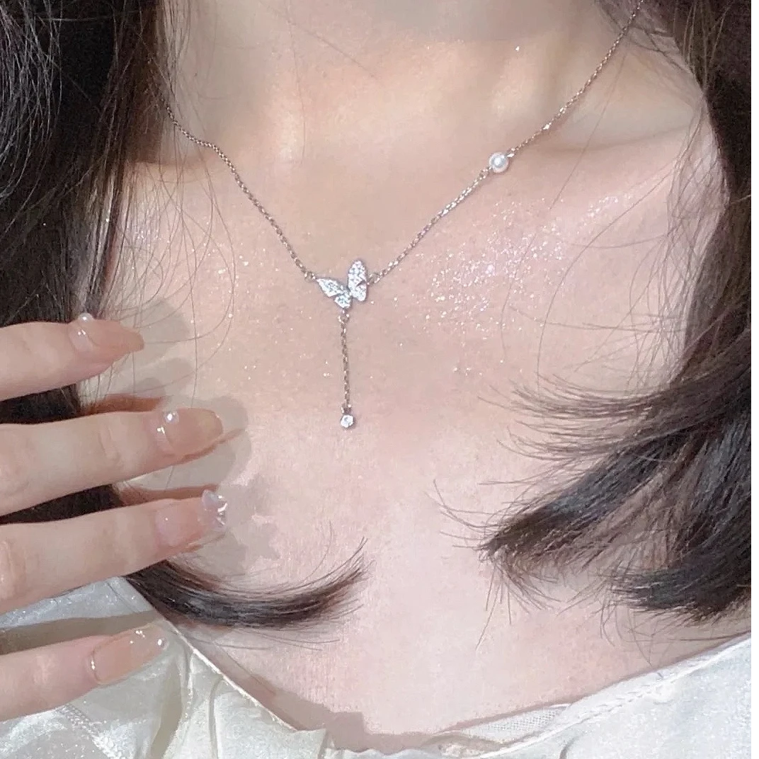 FARCOKO/法蔻 链子足银 蝴蝶流苏款项链轻奢小众设计感情人节礼物