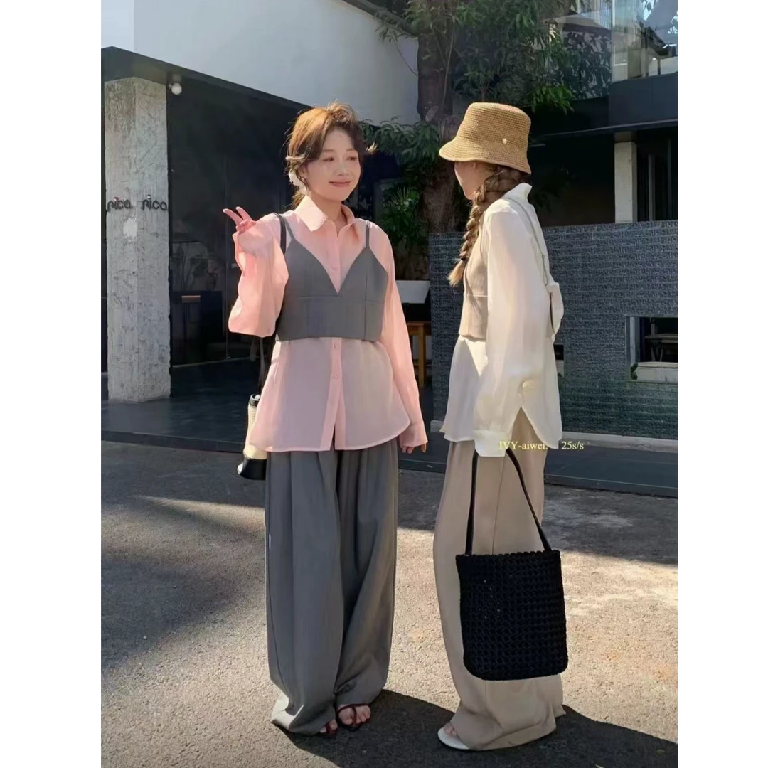 现货【FAFA】大码女装设计师款高级马甲+宽松衬衫+宽松阔腿裤