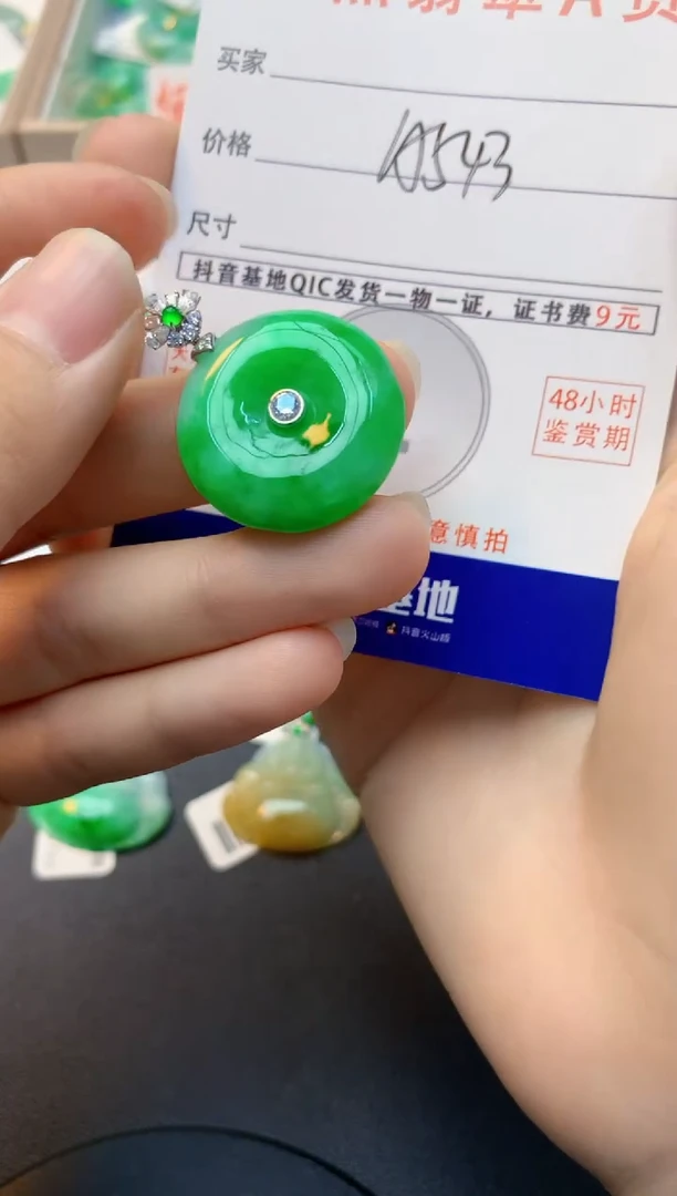 颈饰18K金镶嵌翡翠天然缅甸A货翡翠百元以上9元证书费自理