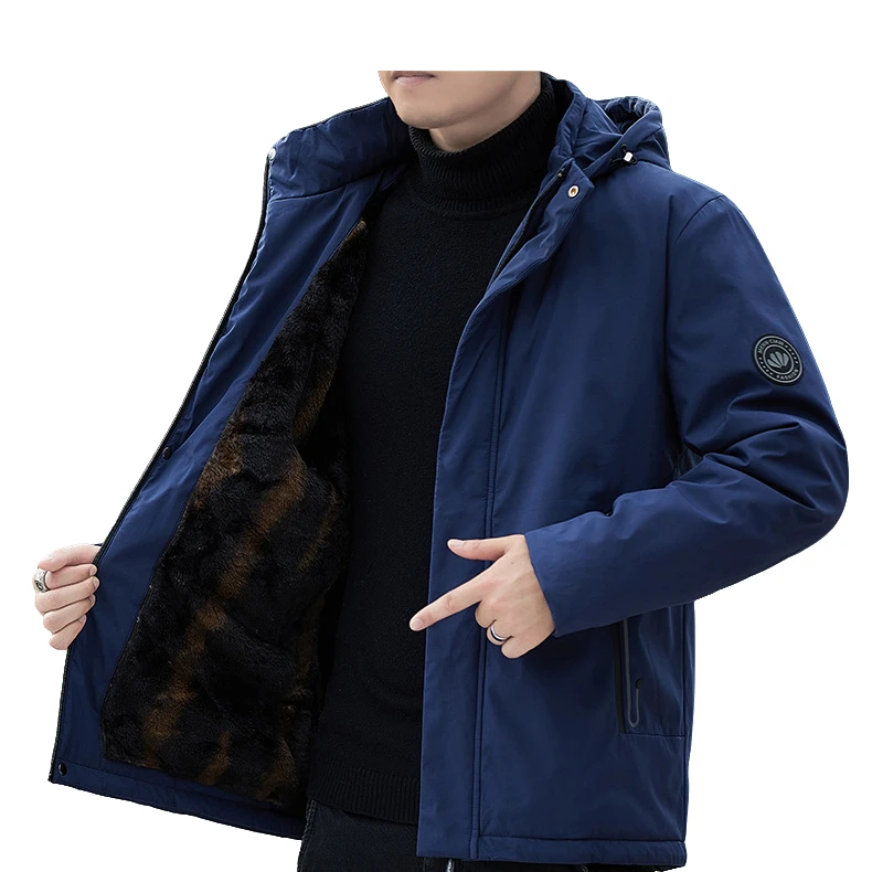 男士加绒连帽夹克休闲保暖加厚秋冬季新款男装外套百搭冲锋衣外穿