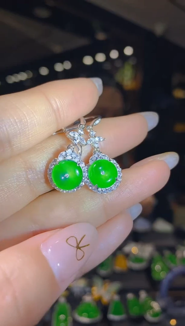【闪购商品】翡翠耳饰银S925镶嵌012     （多样性发货）