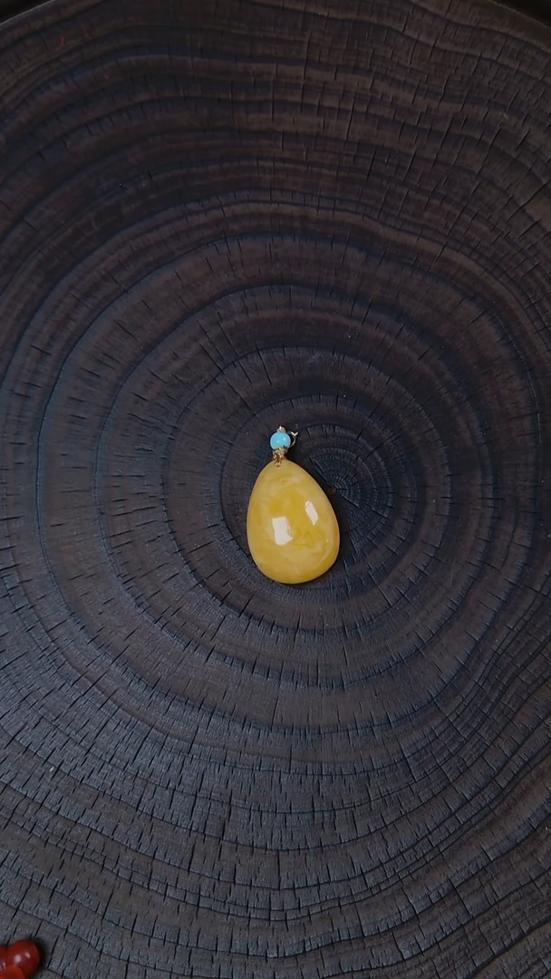 蜜蜡颈饰未镶嵌水滴  微花粉